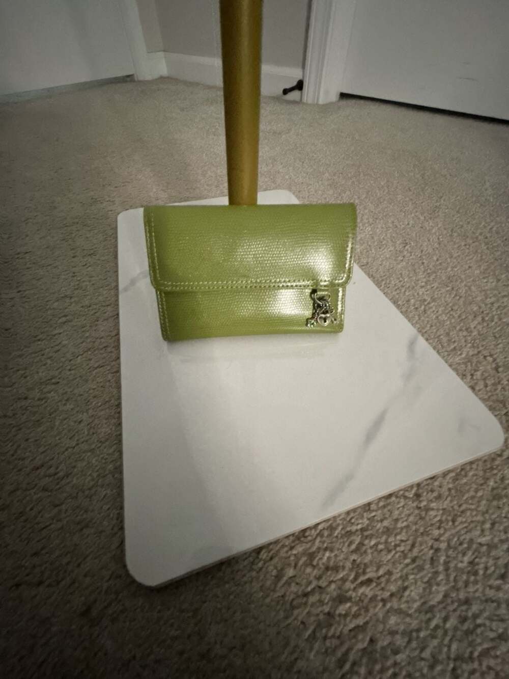 Liz Claiborne Accessories Green Textured Trifold Wallet with Charms
